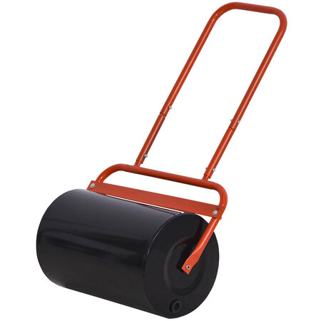 Rouleau à gazon jardin en acier avec poignée dim. 59L x 32l x 107H cm lestage max. 38 L rouge noir