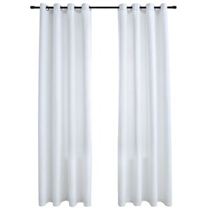 vidaXL Rideau occultant et anneaux en métal 2Pièces Blanc cassé 140x175cm