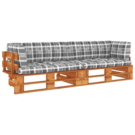 vidaXL Canapé palette 2 places et coussins Pin imprégné de marron miel