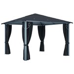 vidaXL Tonnelle avec rideau 300x300 cm Anthracite Aluminium