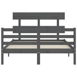 vidaXL Cadre de lit avec tête de lit gris petit double bois massif