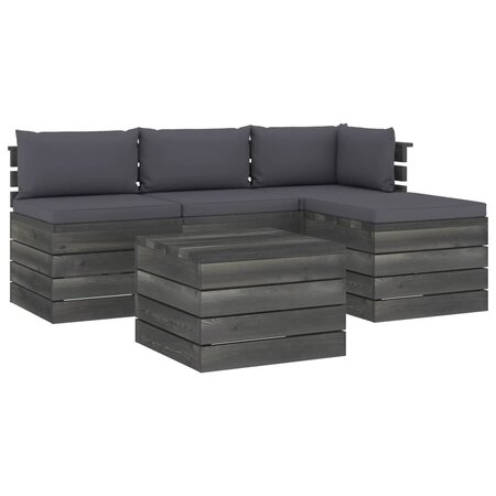 vidaXL Salon palette de jardin 5 Pièces avec coussins Bois de pin massif