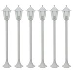 vidaXL Lampe de jardin à piquet 6 Pièces E27 110 cm Aluminium Blanc