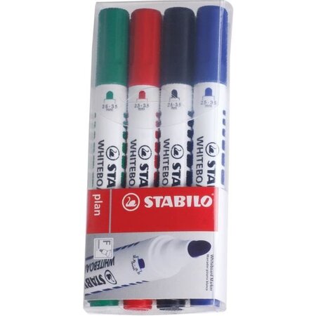 Stabilo plan - 4 marqueurs effaçable a sec - pointe ogive
