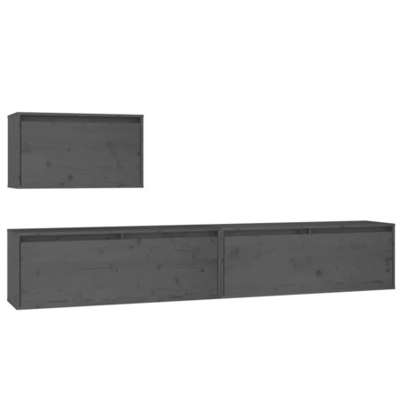 vidaXL Meubles TV 3 Pièces Gris Bois massif de pin