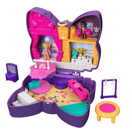 Polly pocket - coffret scene pailletee - poupée mini-univers