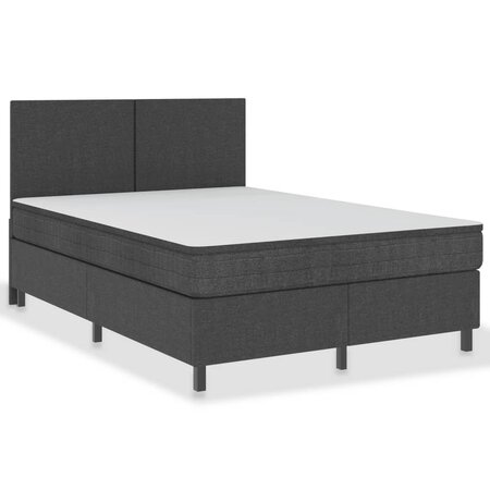 vidaXL Sommier tapissier Gris Tissu 160 x 200 cm
