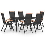 vidaXL Ensemble de salle à manger de jardin 7 Pièces Aluminium Noir