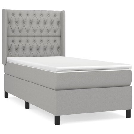 vidaXL Lit à sommier tapissier avec matelas Gris clair 100x200cm Tissu