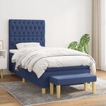 vidaXL Lit à sommier tapissier avec matelas Bleu 90x200 cm Tissu