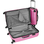 Tectake set de 3 valises trolley rigides - abs - rose vif