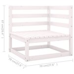 vidaXL Salon de jardin 7 Pièces avec coussins Blanc Bois de pin massif