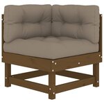 vidaXL Canapé d'angle avec coussins marron miel bois de pin solide