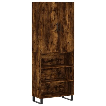 vidaXL Buffet haut Chêne fumé 69 5x34x180 cm Bois d'ingénierie