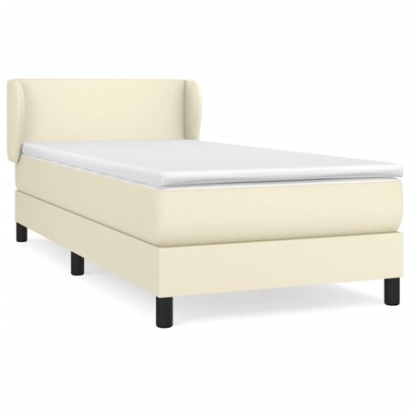 vidaXL Lit à sommier tapissier avec matelas Crème 80x200 cm Similicuir