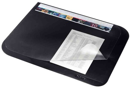 Sous-main soft-touch à rabat transparent 530 x 400 mm noir leitz