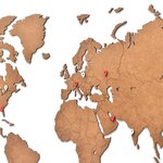 MiMi Innovations Décoration carte du monde murale Bois Marron 90x54 cm
