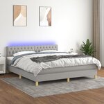 vidaXL Sommier tapissier et matelas et LED Gris clair 180x200 cm Tissu