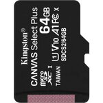 Kingston 64gb micsdxc canvas select plus 100r a1 c10 single pack w/o adp