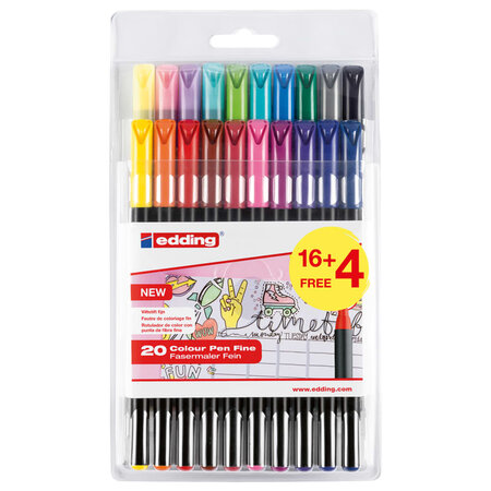 Edding feutres de coloriage fin classiques 20 pièces multicolore 1200