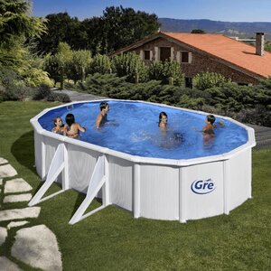 Piscine blanche avec cadre en acier diamètre 610 cm