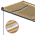 vidaXL Auvent automatique capteur de vent et LED 5x3 5m Jaune et blanc