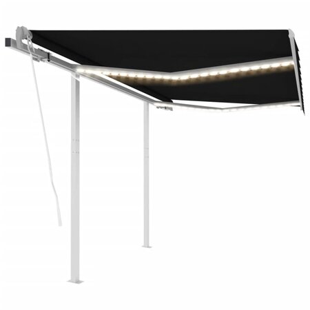 vidaXL Auvent automatique avec capteur de vent LED 3 5x2 5m Anthracite
