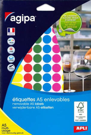 576 Étiquettes Couleurs Assorties mm15 Enl