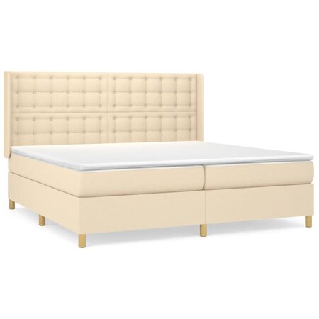 vidaXL Lit à sommier tapissier avec matelas Crème 200x200 cm Tissu