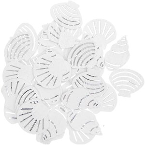 36 Confettis en bois - coquillage - blanc