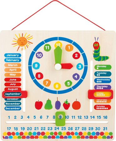 Tableau Educatif Date Et Heure - La Chenille Qui Fait Des Trous - Anglais