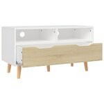 vidaXL Meuble TV Blanc et chêne sonoma 90x40x48 5 cm Aggloméré