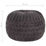 vidaXL Pouf Velours de coton Design de sarrau 40 x 30 cm Anthracite