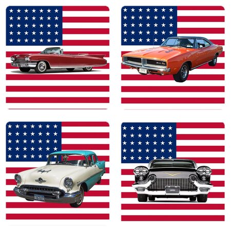 Set de 4 dessous de verres voiture américaines cbkreation