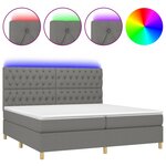 vidaXL Sommier tapissier et matelas et LED Gris foncé 200x200 cm Tissu