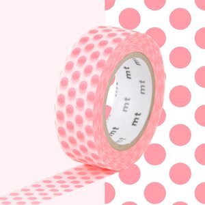 Masking tape à pois - Rouge fluo - 1 5 cm x 7 m