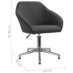 vidaXL Chaise pivotante de salle à manger Gris foncé Tissu