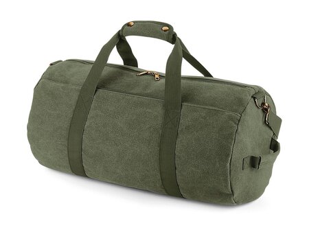 Sac de voyage polochon en toile vintage - bg655 - vert militaire