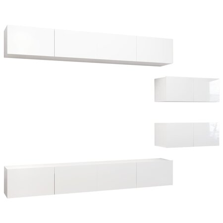 vidaXL Ensemble de meuble TV 6 Pièces Blanc brillant Aggloméré
