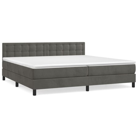 vidaXL Lit à sommier tapissier et matelas Gris foncé 200x200cm Velours