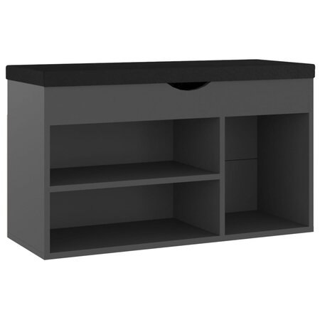 vidaXL Banc à chaussures avec coussin Gris 80x30x47 cm Aggloméré