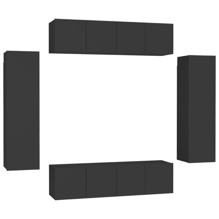 vidaXL Ensemble de meubles TV 6 Pièces Noir Aggloméré