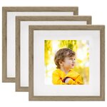 vidaXL Cadres photo 3D 3 Pièces Bois foncé 28x28 cm pour photos 20x20 cm