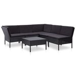 vidaXL Salon de jardin 6 Pièces avec coussins Résine tressée Noir