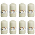 Bolsius Bougies pilier 8 Pièces 130x68 mm Ivoire