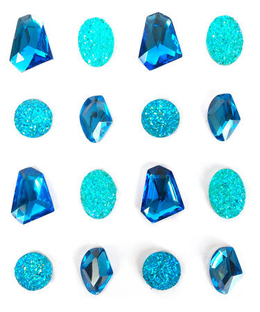 16 Pierres Precieuses Adhesives Bleues 20