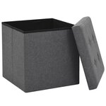 vidaXL Tabouret de rangement pliable Gris foncé Faux lin