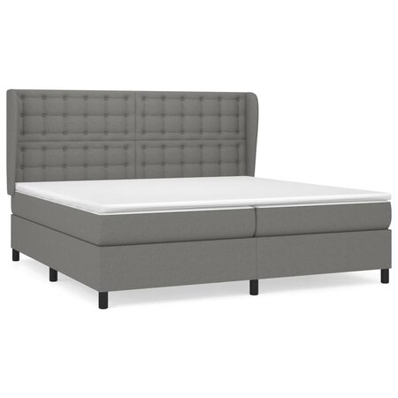 vidaXL Lit à sommier tapissier avec matelas Gris foncé 200x200cm Tissu
