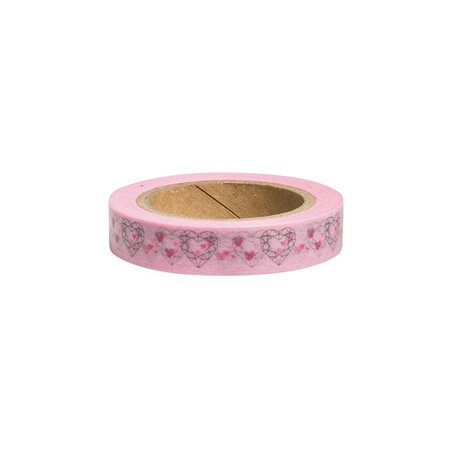 Washi Tape rose avec Cœur origami - 15 m x 1 cm