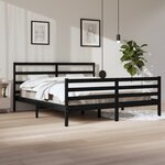 vidaXL Cadre de lit Noir Bois de pin massif 200x200 cm